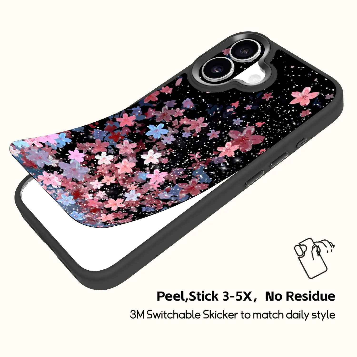 Pink cherry blossom iphone sticker