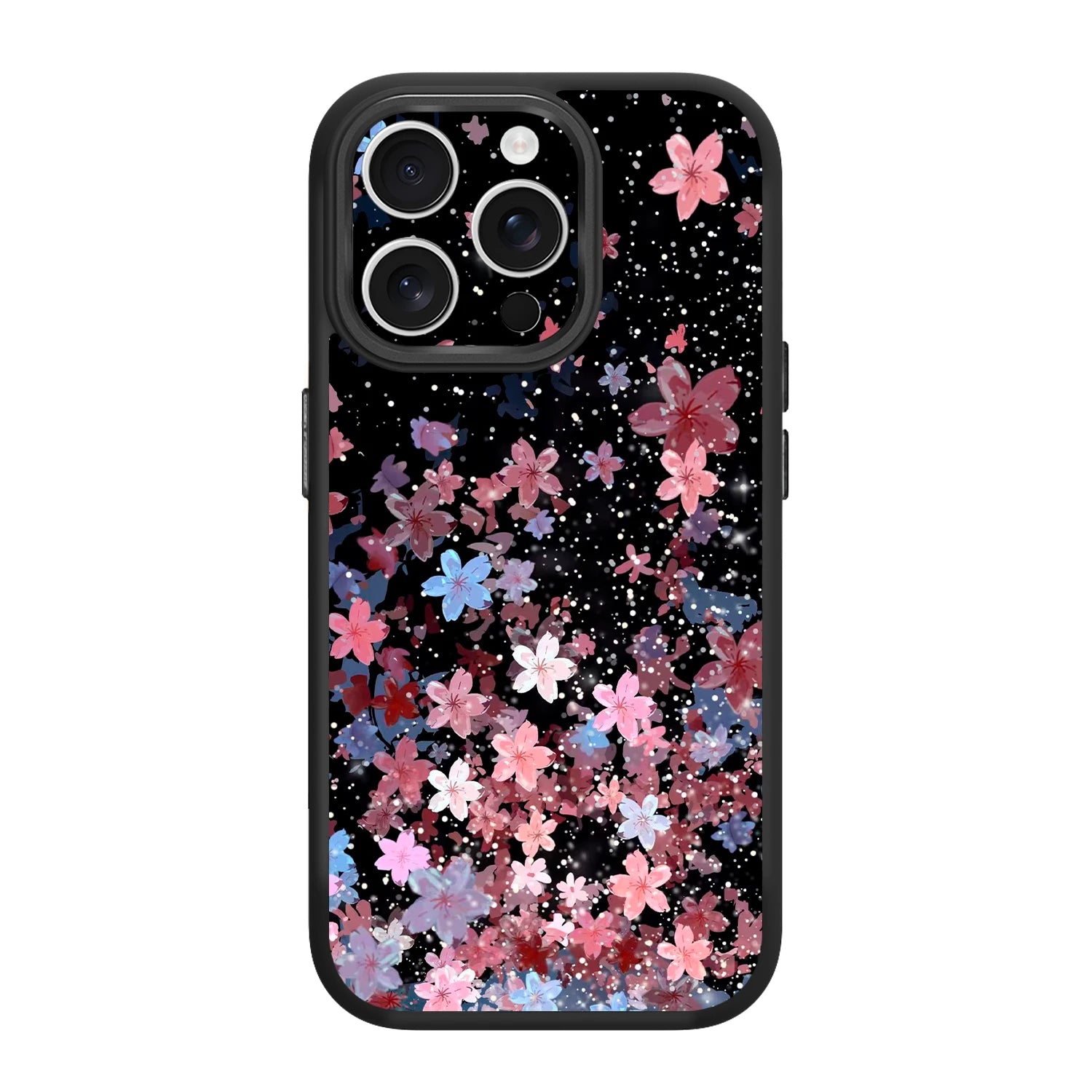 Pink cherry blossom black magsafe iphone 13 pro max case