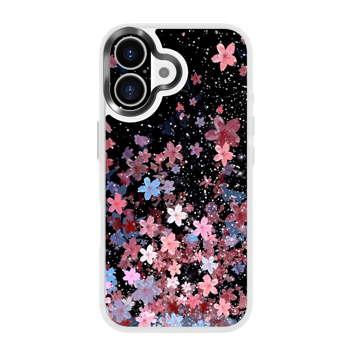 Pink cherry blossom transparent magsafe iphone 16 plus case