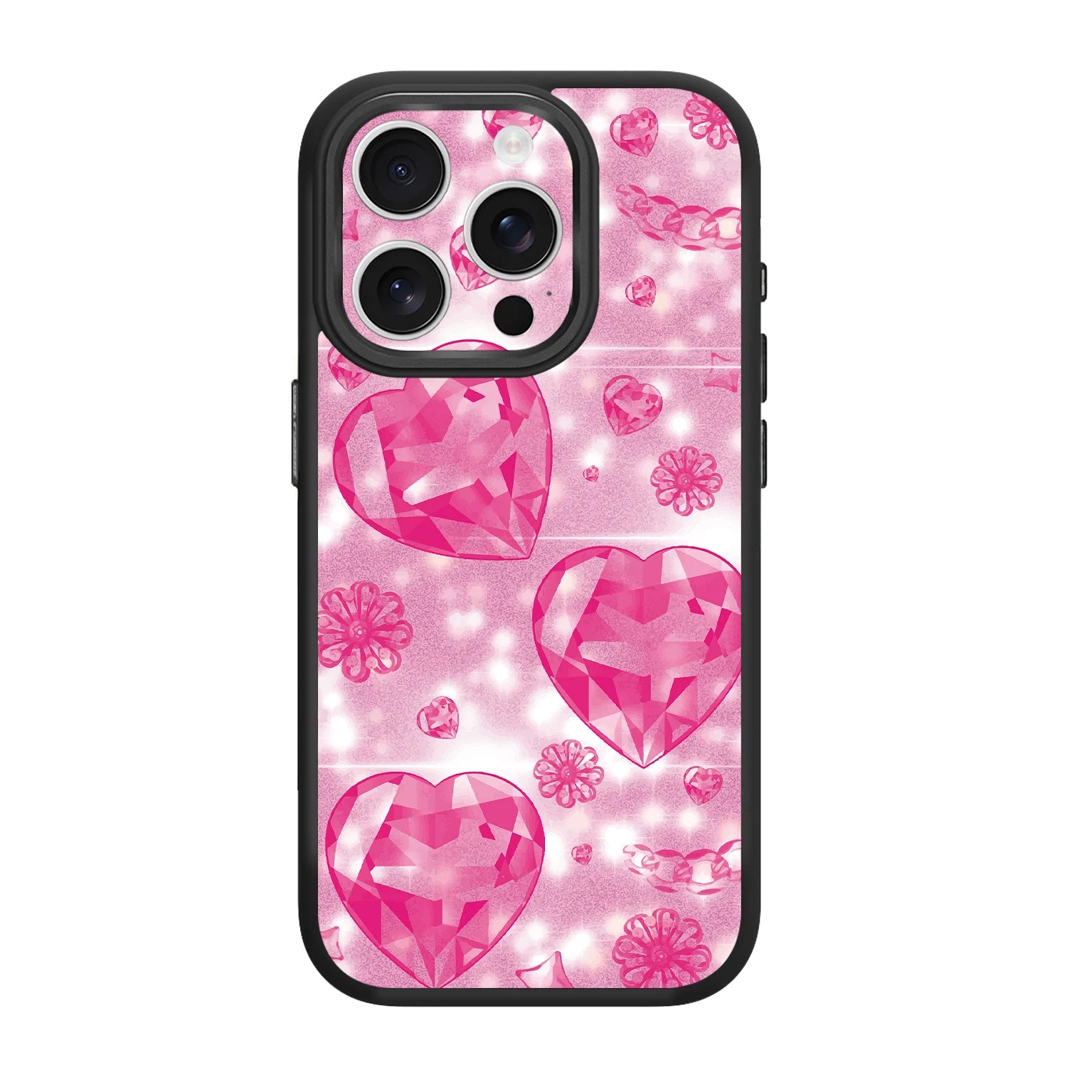 Pink birthstone black magsafe iphone 15 pro case