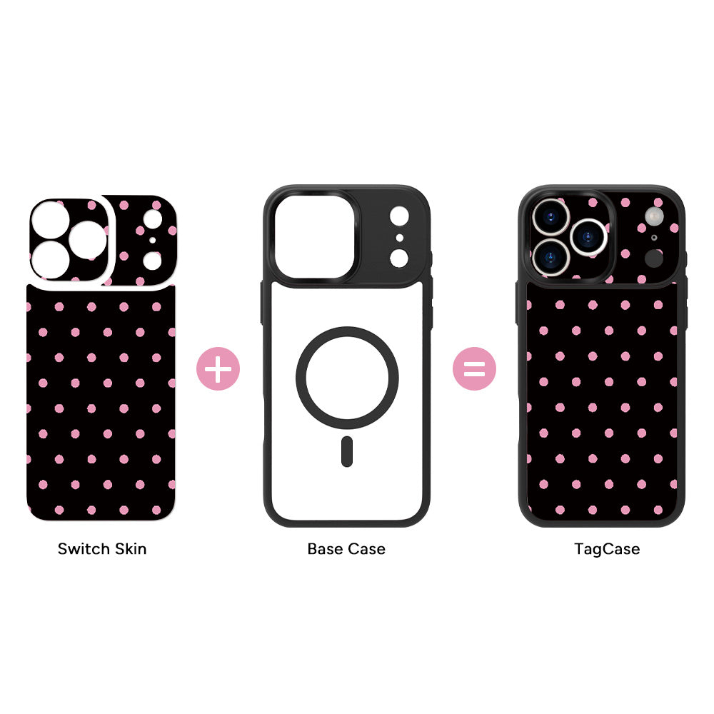 Jet Black Polk Dot Tag Phone Case
