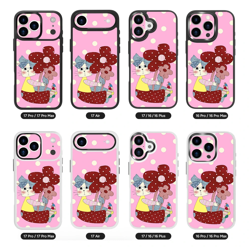 꽃무늬 고양이 태그 휴대폰 케이스