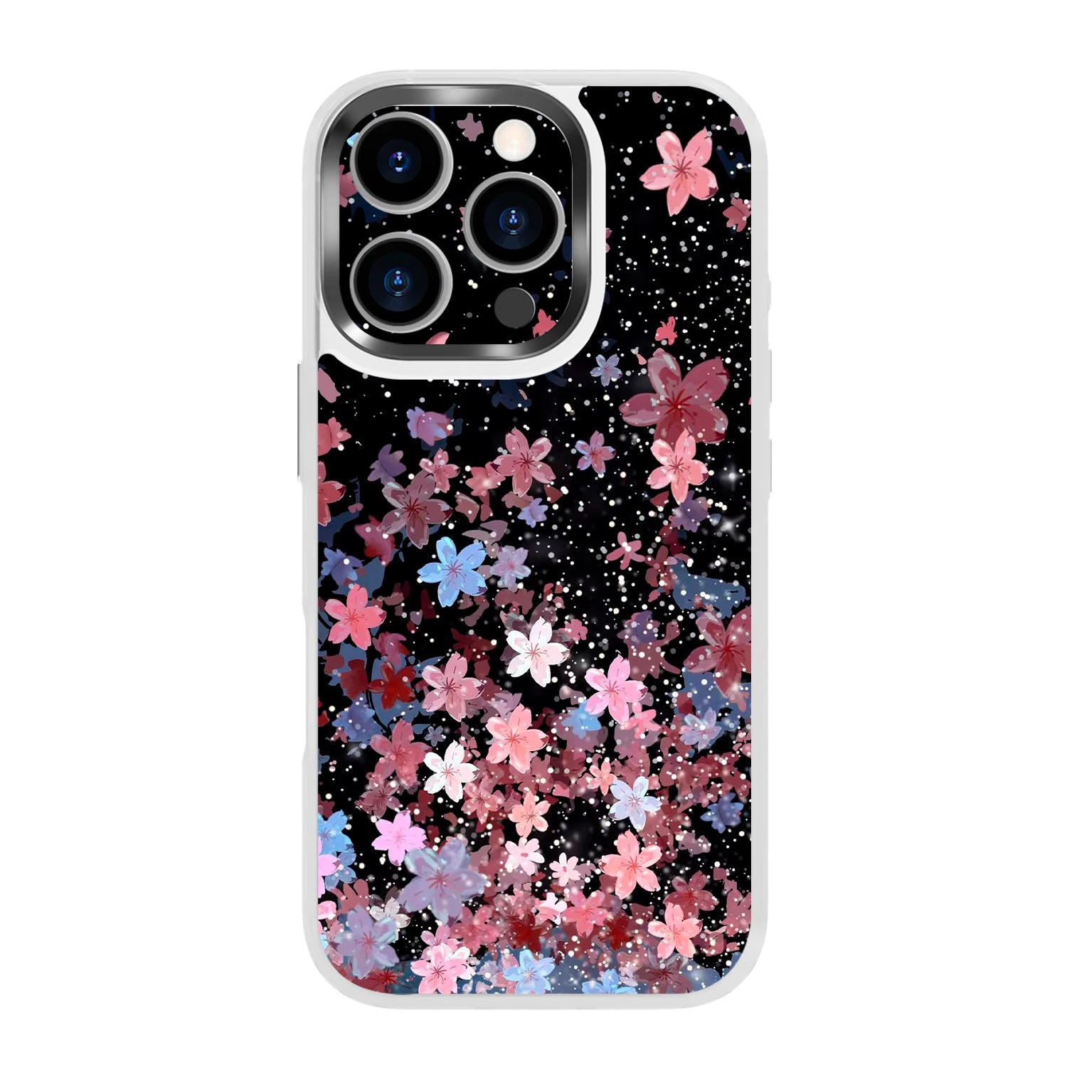 Pink cherry blossom transparent magsafe iphone 16 pro case