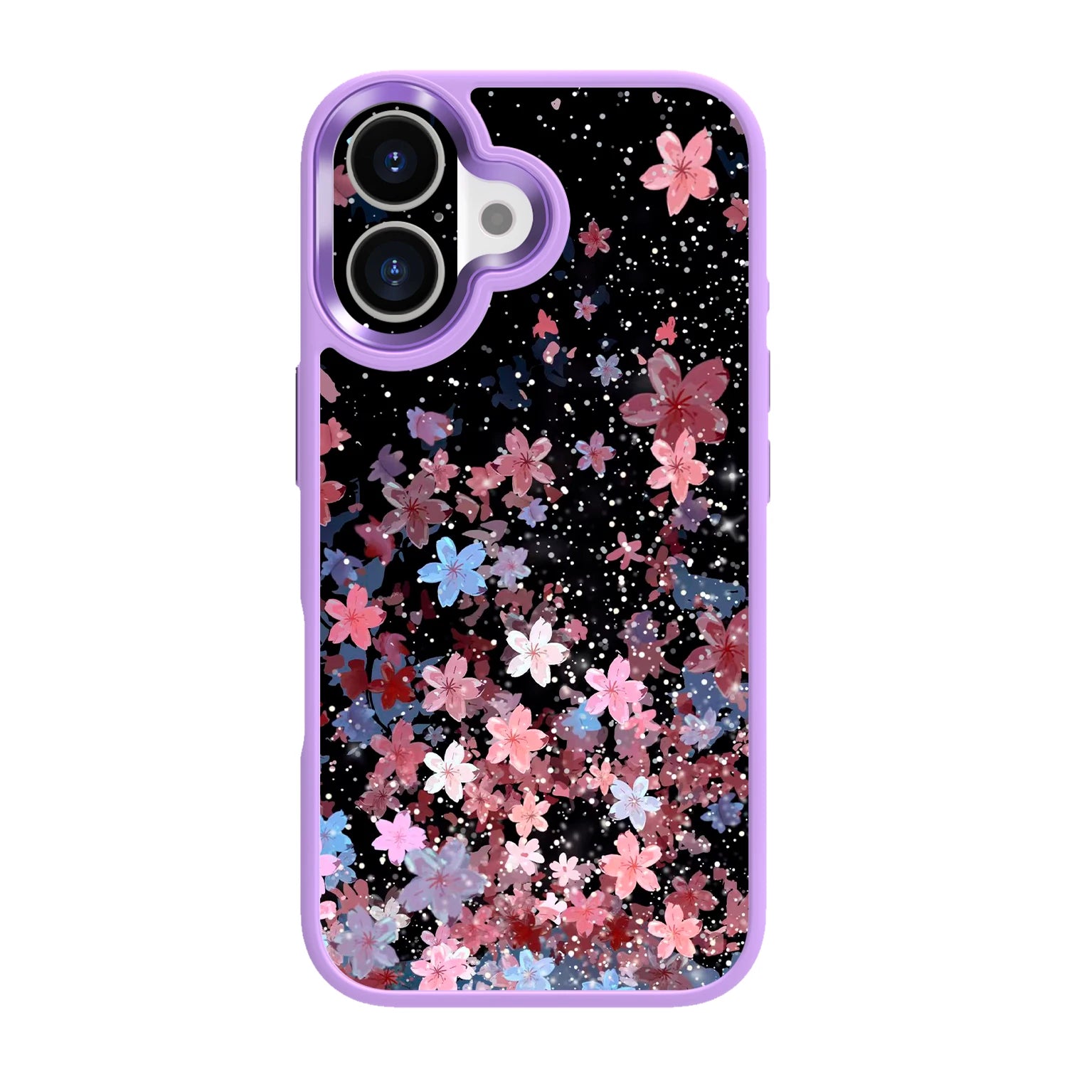 Pink cherry blossom purple magsafe iphone 16 case