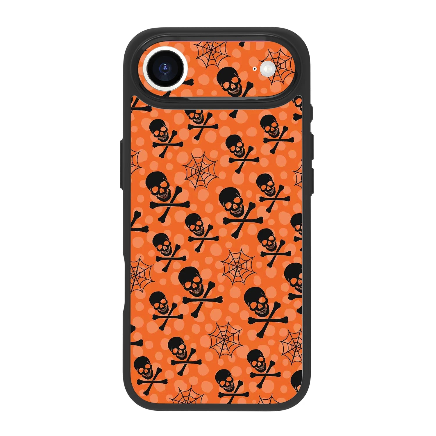 ​​Orange halloween magsafe black case with​​ ​​skull spider web and cute spooky pattern​​ ​​for iPhone 17 Air