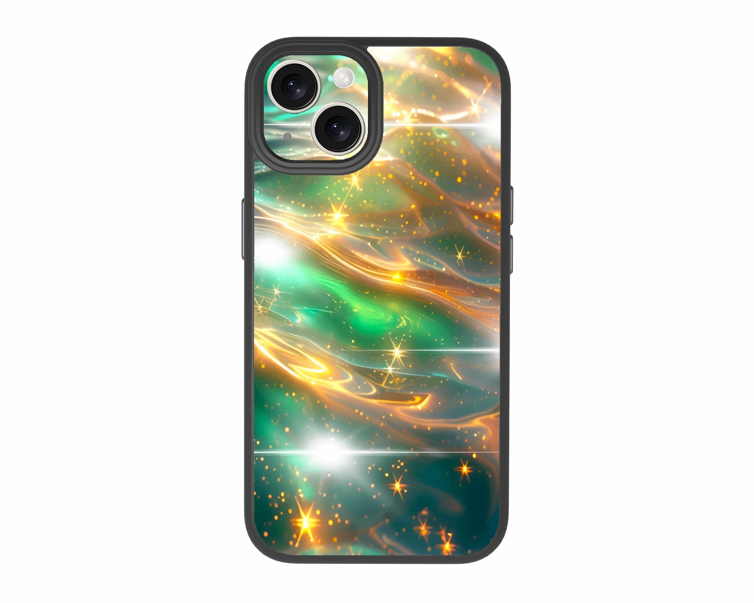 Galaxy-Glow-Golden-Stardust-iPhone 15-Case-Chili Case