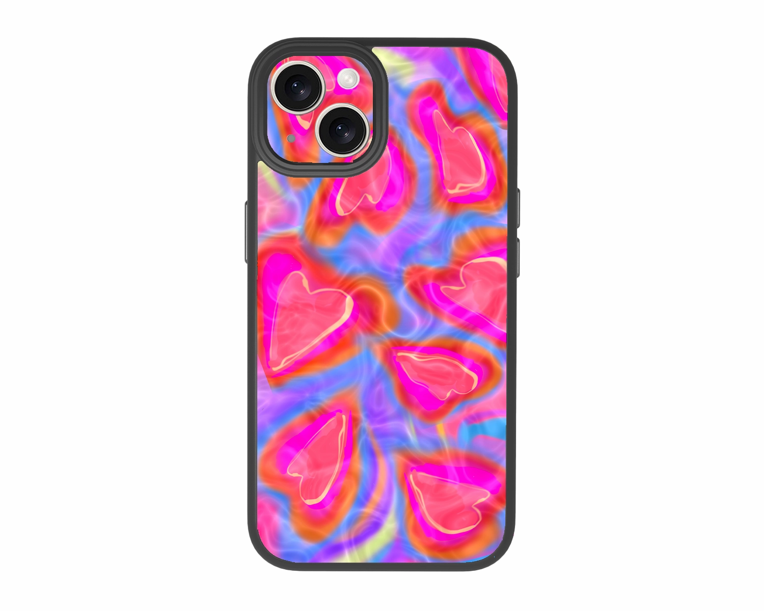 Holo-Heart-Pink-Jelly-iPhone 15-Case-ChiliCase