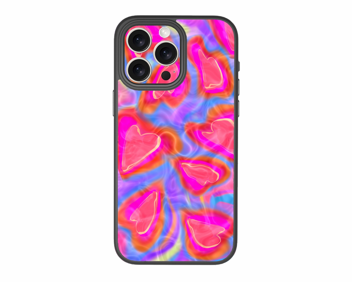 Holo-Heart-Pink-Jelly-iPhone 15 Pro Max-Case-ChiliCase