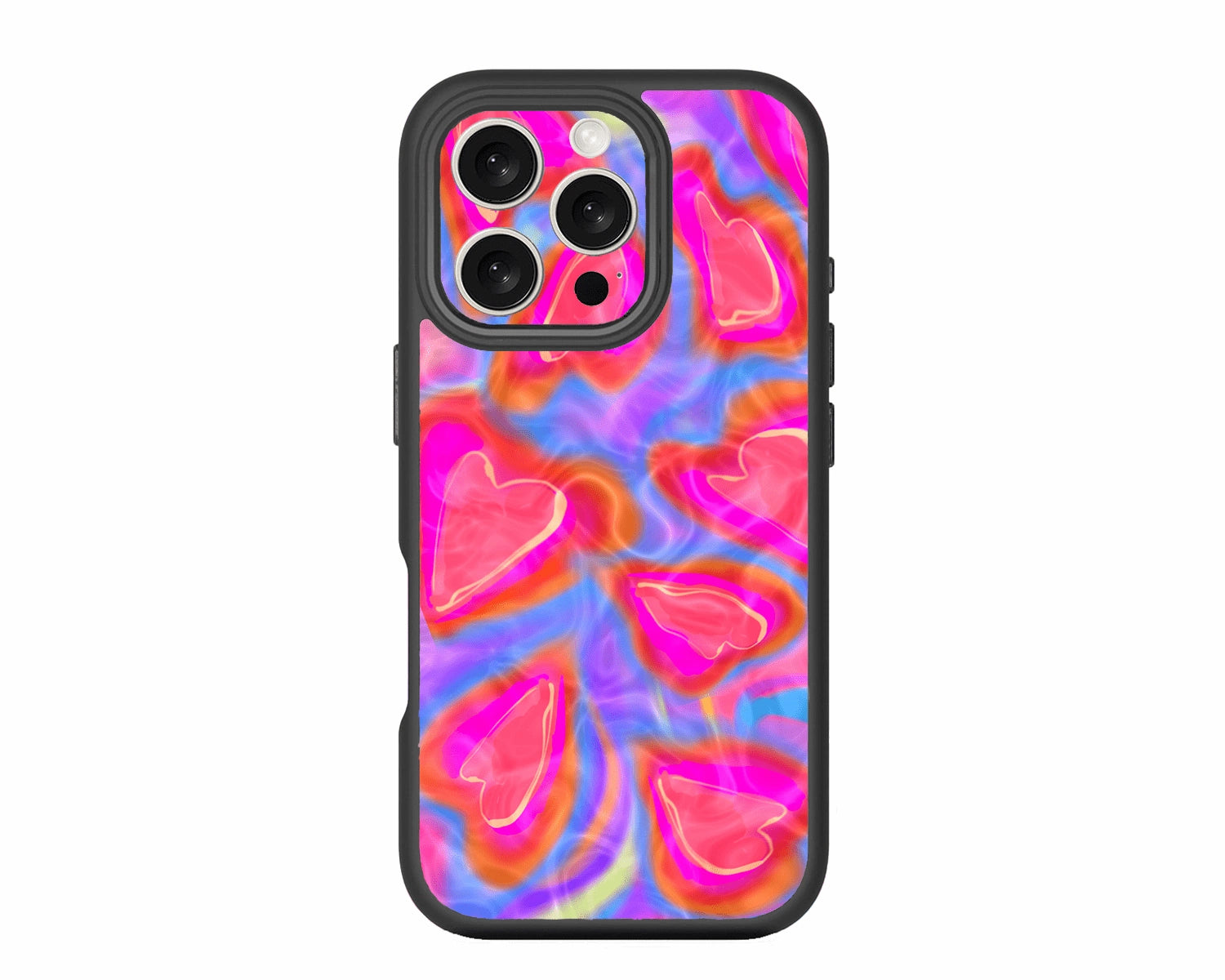 Holo-Heart-Pink-Jelly-iPhone 16 Pro Max-Case-ChiliCase