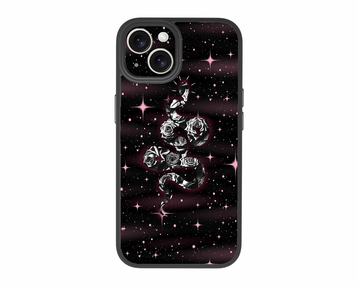 Midnight-Rose-White-Snake-iPhone 14-Case
